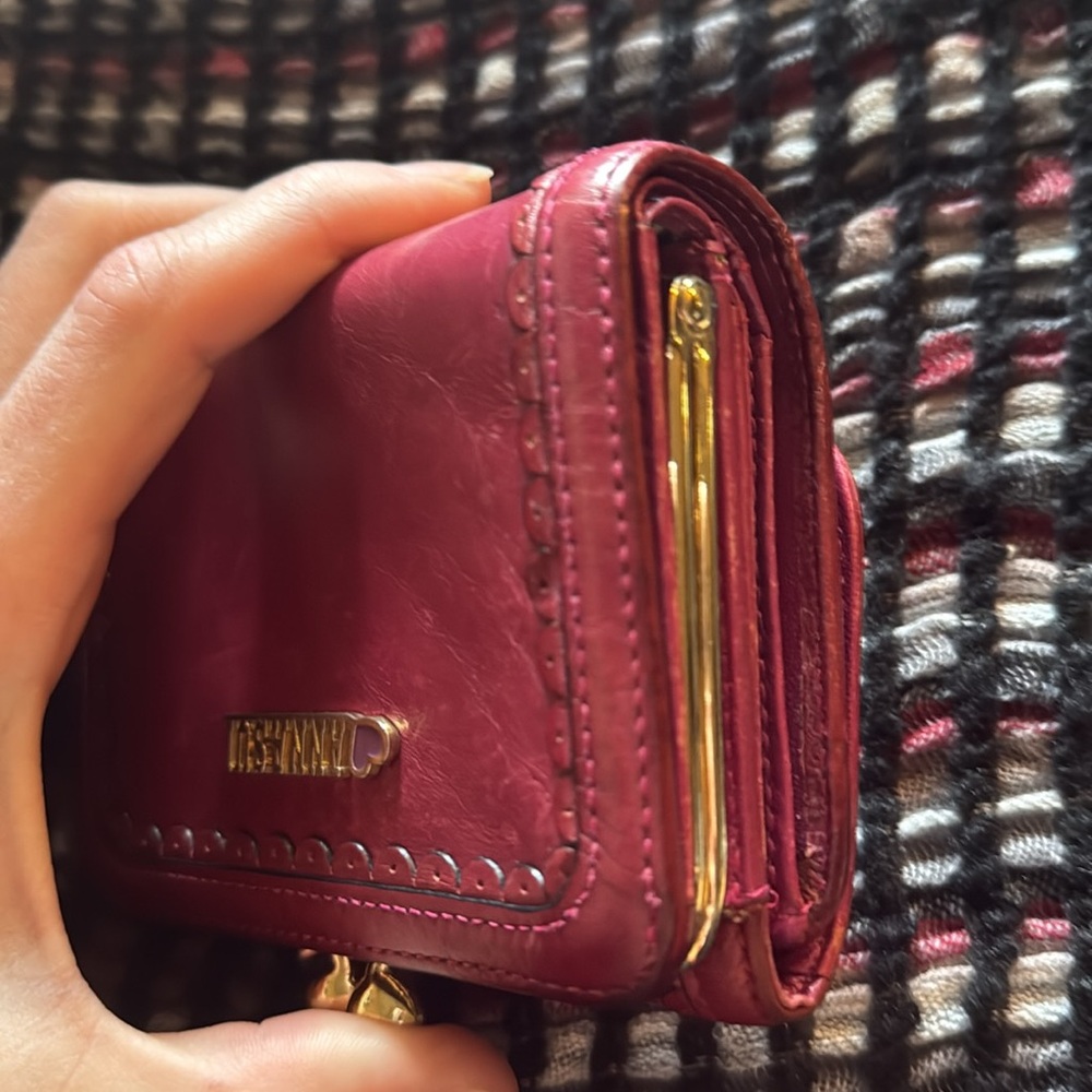 ♥️Great USED Condition Anna Sui Cherry Heart Embellished Red Leather Wallet - Picture 7 of 16